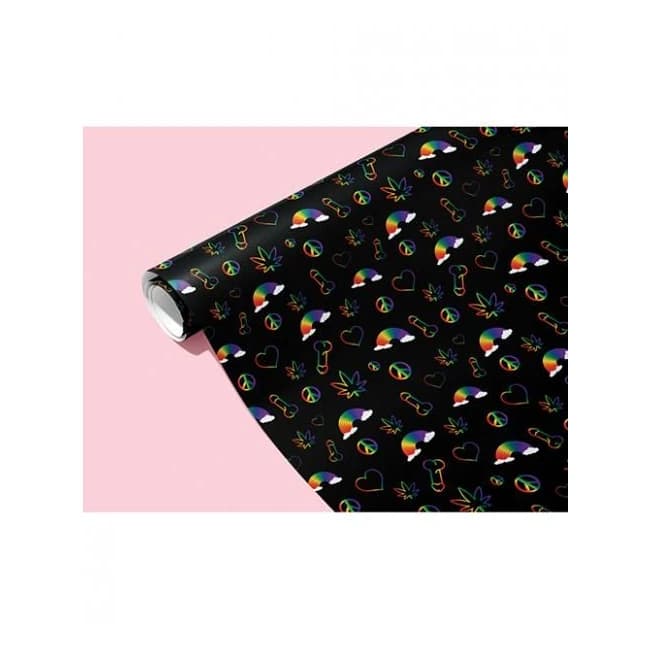 Rainbow Penis Naughty Wrapping Paper - Image 1