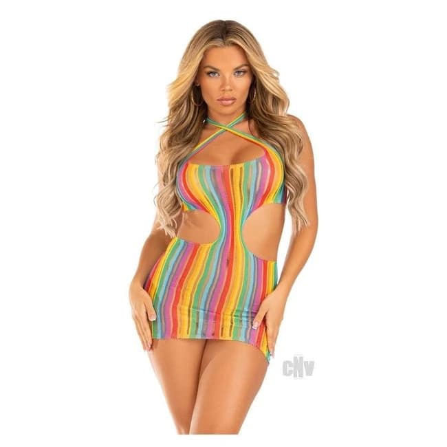 Rainbow Stripe Cross Halter Mini Os - Image 1