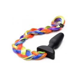 Rainbow Vibrating Pony Tail Anal Plug, image 3
