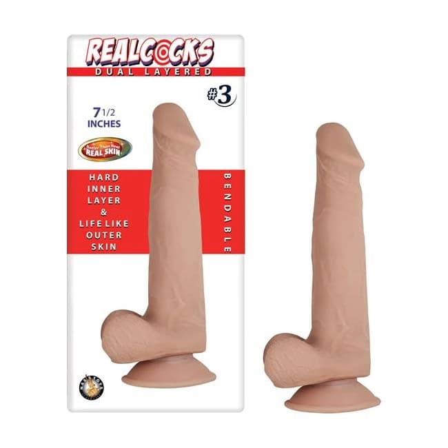 Real Cocks Dual Layered #3 Flesh 7 1/2 " - Image 1