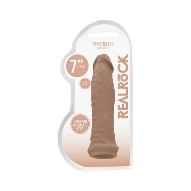 Real Rock Penis Extender - 7" - - Mocha - Image 1