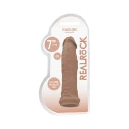 Real Rock Penis Extender - 7" - - Mocha, image 1