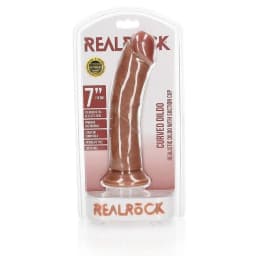 Realrock 7in Realistic Dildo Curved Tan, image 1