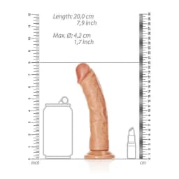 Realrock 7in Realistic Dildo Curved Tan, image 3