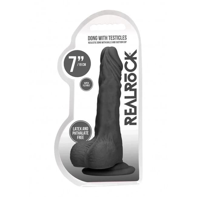 Realrock Dong with Testicles 7 Black - Image 1
