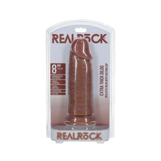 Realrock Extra Thick 8 In. Dildo Tan - Image 1
