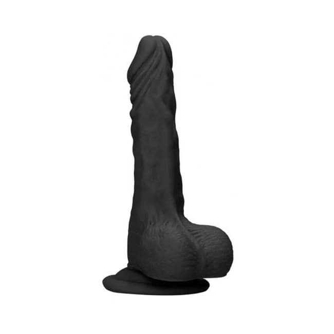 Realrock Skin 10 In. Dildo with Balls Black - Image 1