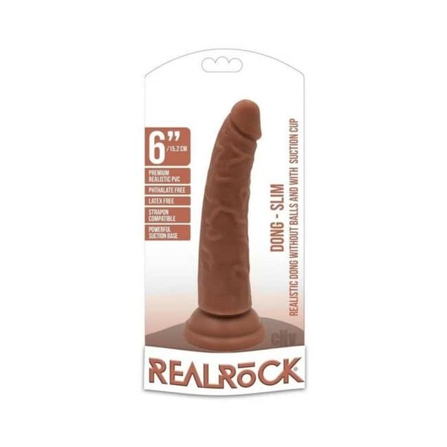 Realrock Slim Dildo Without Balls 6 Tan - Image 1