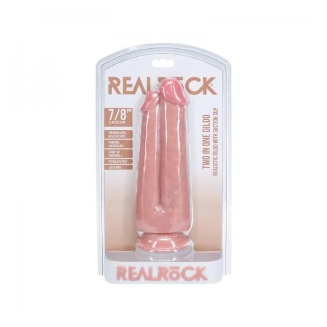 Realrock Two in One 7 In. / 8 In. Dildo Beige - Image 1