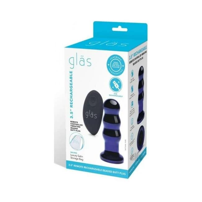 Recharge Remote Vibe Bead Plug 3.5 Blue - Image 1
