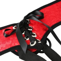 Red Lace Corsette Strap on, image 2