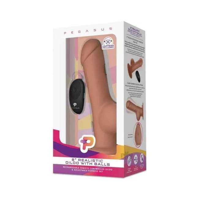 Remote Dildo W/balls Harness 8 Brown - Image 1