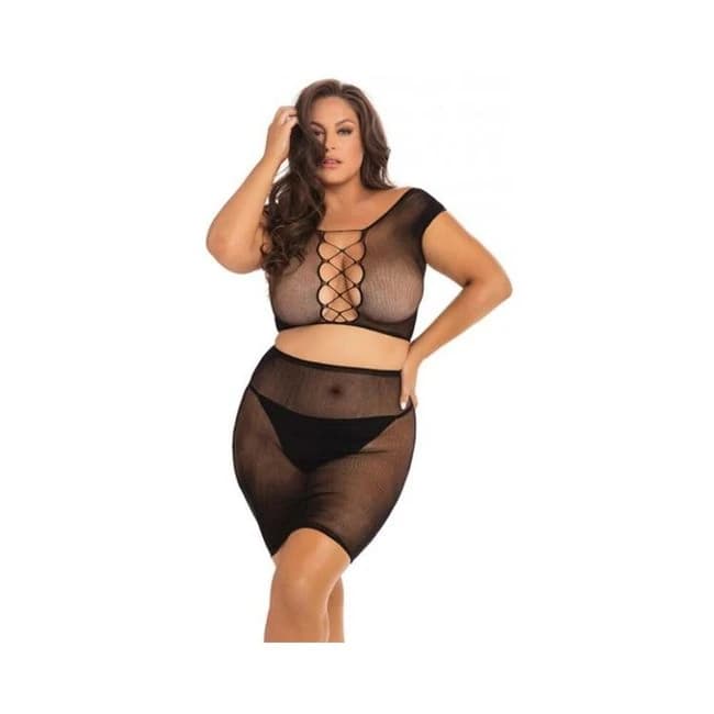 Rene Rofe Black Story Skirt Set Black 1x-3x - Image 1