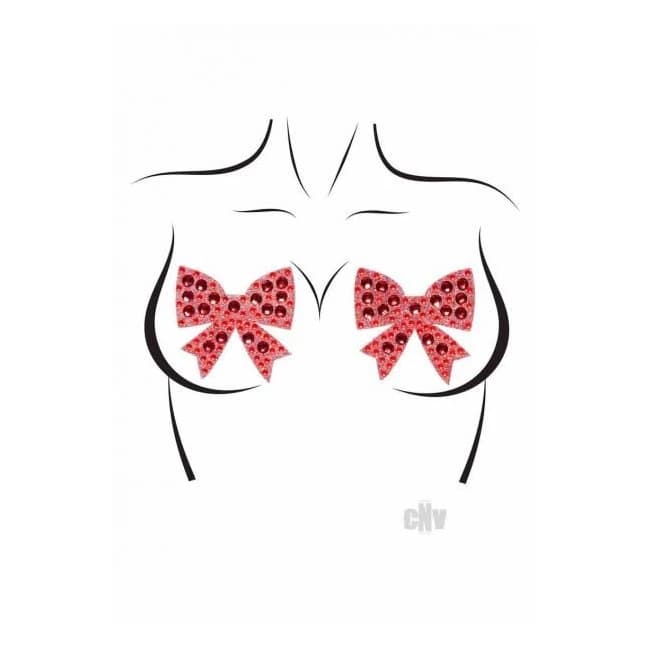 Rhinestone Bow Nipple Os Red - Image 1