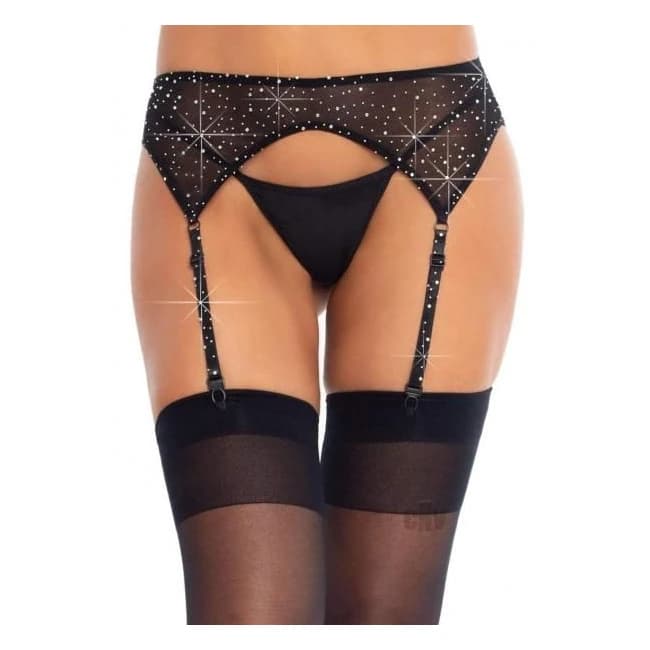 Rhinestone Garter Belt Os - Image 1
