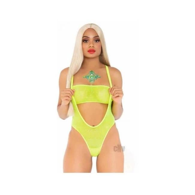 Rhinestone Mesh Bandeau/body Os 2pc Ylw - Image 1