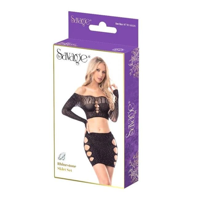 Rhinestone Skirt Set Black Rhinestone - Image 1