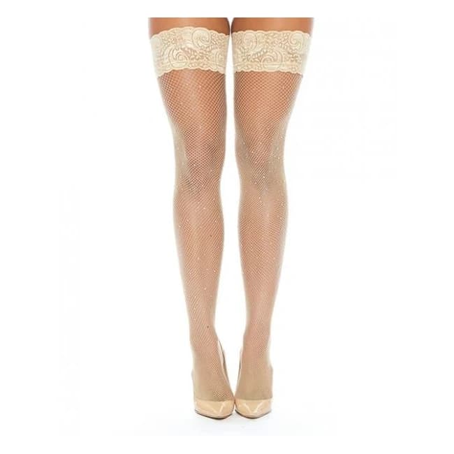 Rhinestone Thigh High W/silicone Cream O/s - Image 1