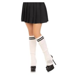 Rib Stirrup Leg Warmers Stripe Blk, image 2