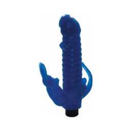 Ribbed Bunny Vibrator with Anal Tickler (Blue), image 2