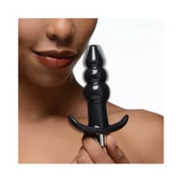 Ribbed Vibrating Butt Plug Black, image 1