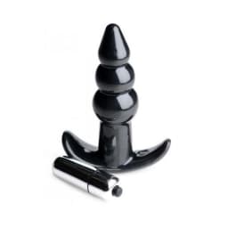 Ribbed Vibrating Butt Plug Black, image 2