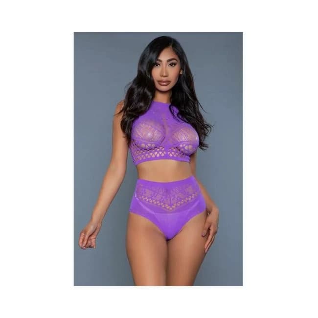 Ring My Bell Bodystocking Purple Os - Image 1