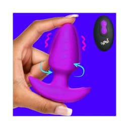 Rotating and Vibrating Silicone Butt Plug -, image 1