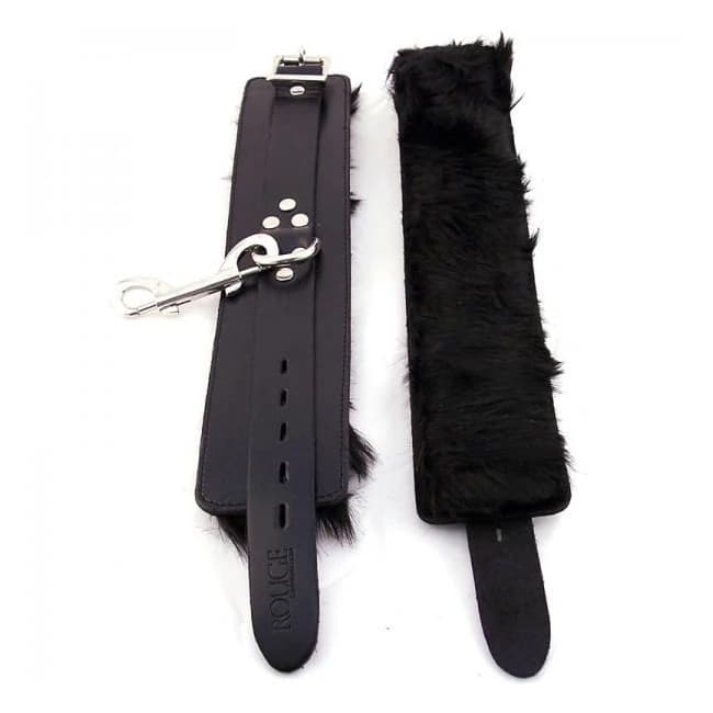 Rouge Fur Wrist Cuffs Black - Image 1