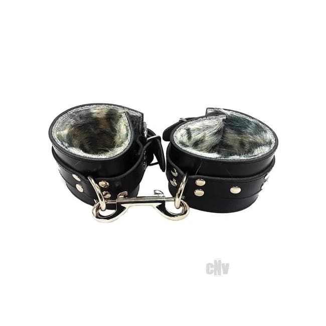 Rouge Fur Wrist Cuffs Blk/leopard - Image 1