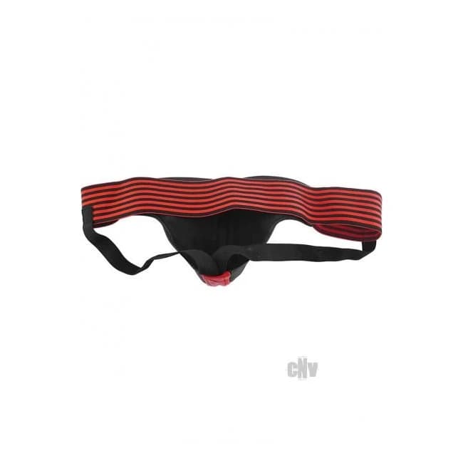 Rouge Leather Jockstrap Stripes Red Black Xl - Image 1