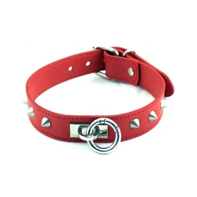 Rouge O Ring Studded Collar Red - Image 1