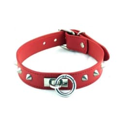 Rouge O Ring Studded Collar Red, image 1