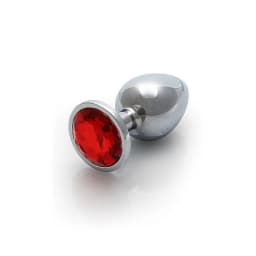 Round Gem Butt Plug Silver Ruby Red, image 2
