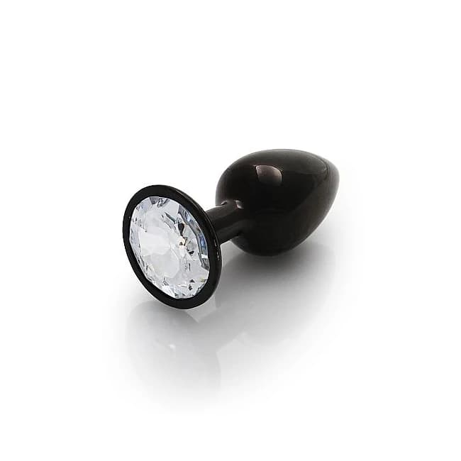 ROUND GEM BUTT PLUG SMALL GUNMETAL DIAMOND  - Image 1