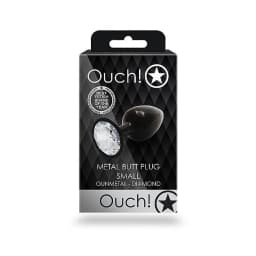 Round Gem Butt Plug Gunmetal Diamond, image 4