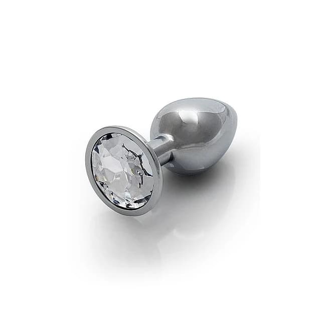 ROUND GEM BUTT PLUG SMALL SILVER DIAMOND  - Image 1