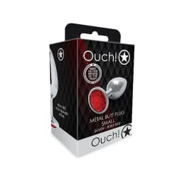 Round Gem Butt Plug Silver Ruby Red, image 1