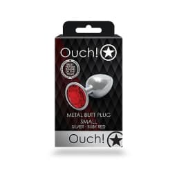 Round Gem Butt Plug Silver Ruby Red, image 3