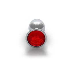 Round Gem Butt Plug Silver Ruby Red, image 6