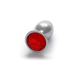 Round Gem Butt Plug Silver Ruby Red, image 7