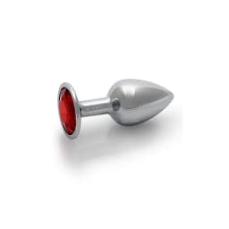 Round Gem Butt Plug Silver Ruby Red, image 8