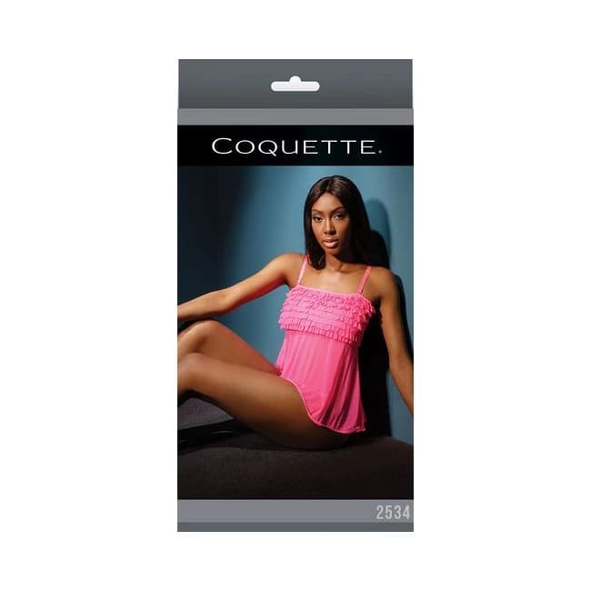 Ruffle Baby Doll Neon Pink Os - Image 1