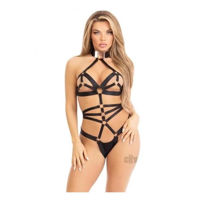 Satin Elastic Oring Teddy Choker Os Blk - Image 1