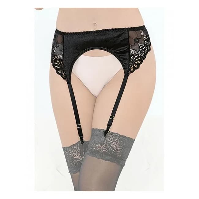 Satin & Lace Garterbelt Black - Image 1