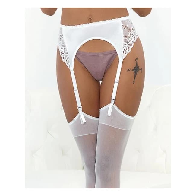 Satin & Lace Garterbelt White Md, image 1