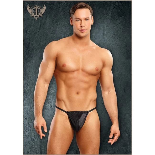 Satin Spandex Posing Strap Black One Size - Image 1