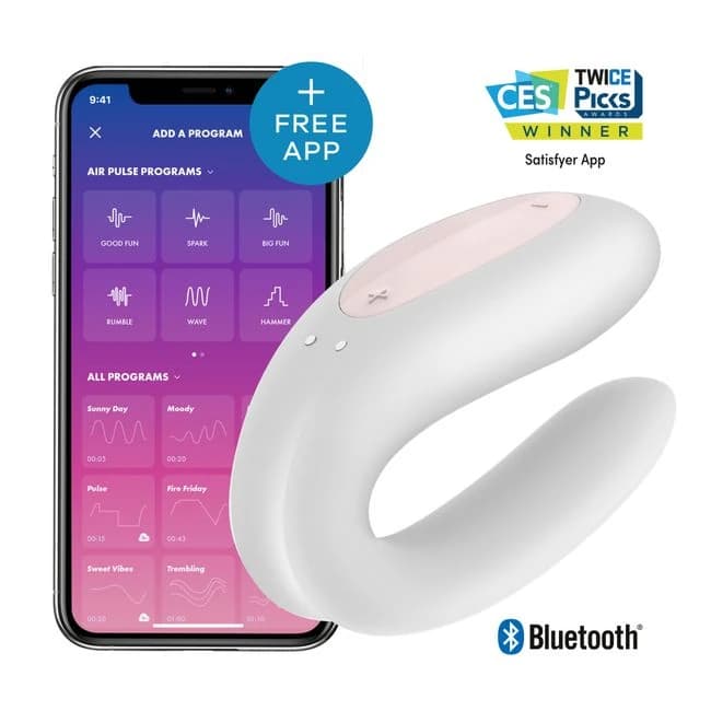 SATISFYER DOUBLE JOY WHITE W/ APP (NET)  - Image 1