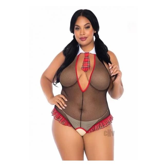 School Girl Teddy Bare Back 1x-2x Black - Image 1