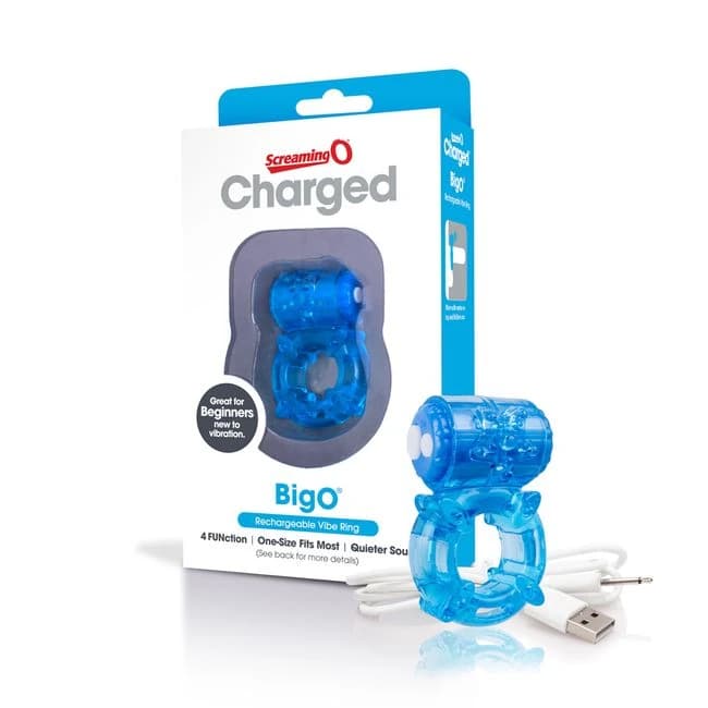 SCREAMING O CHARGED BIG O BLUE COCK RING  - Image 1